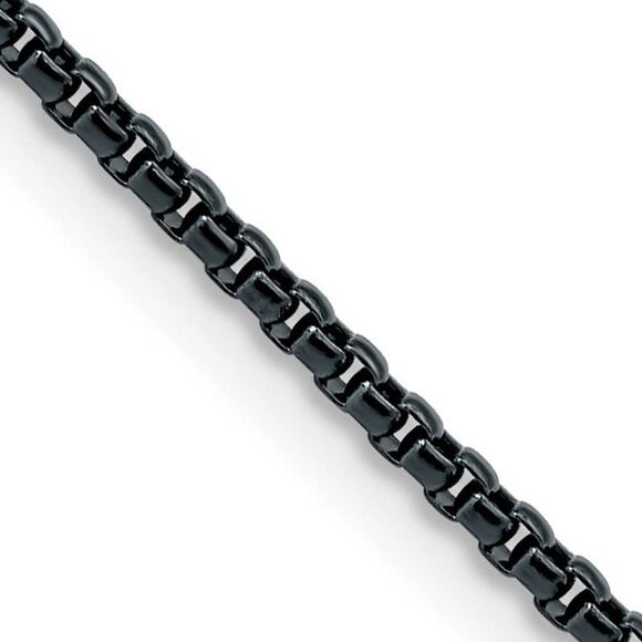 2.5mm Blue/Grey Plated Stainless Steel Round Box Chain Necklace 20 In